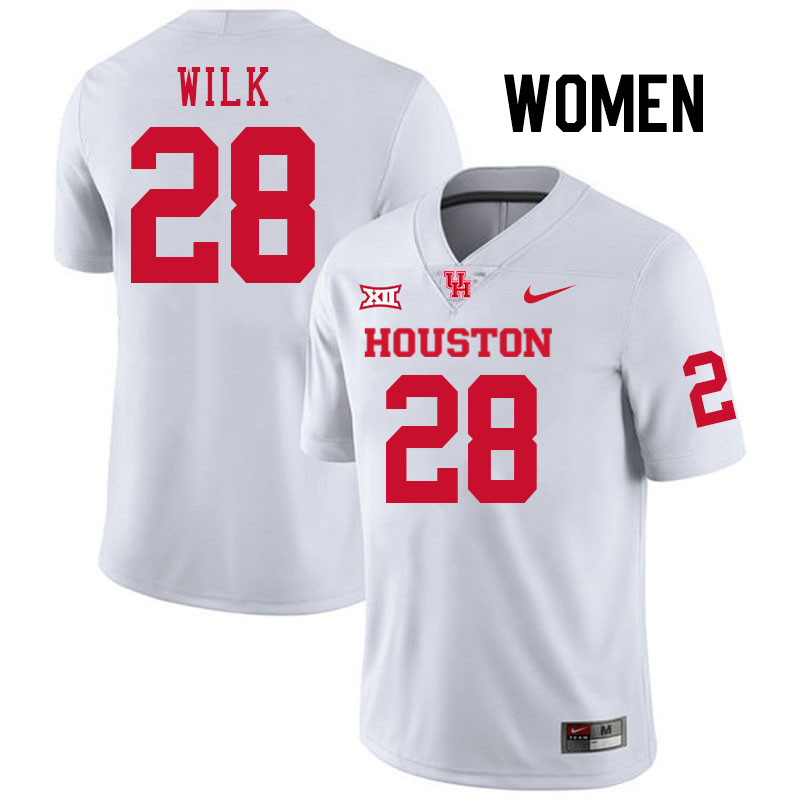 Women #28 Teagan Wilk Houston Cougars College Football Jerseys Stitched-White